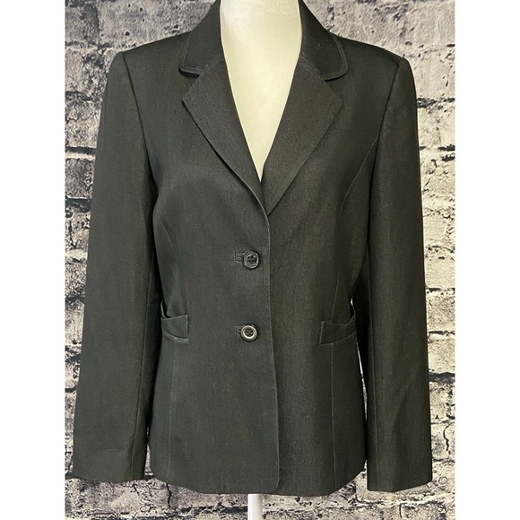Tahari Jacket Blazer Womens Medium 6 Petite Black Casual Carrier‎ Party - Picture 1 of 9